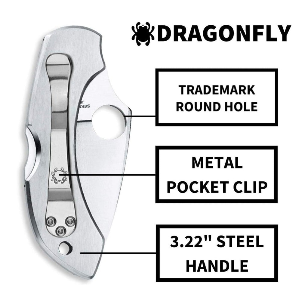Spyderco Dragonfly Folding Knife - VG-10 PlainEdge Blade, Stainless Steel Handle, Back Lock