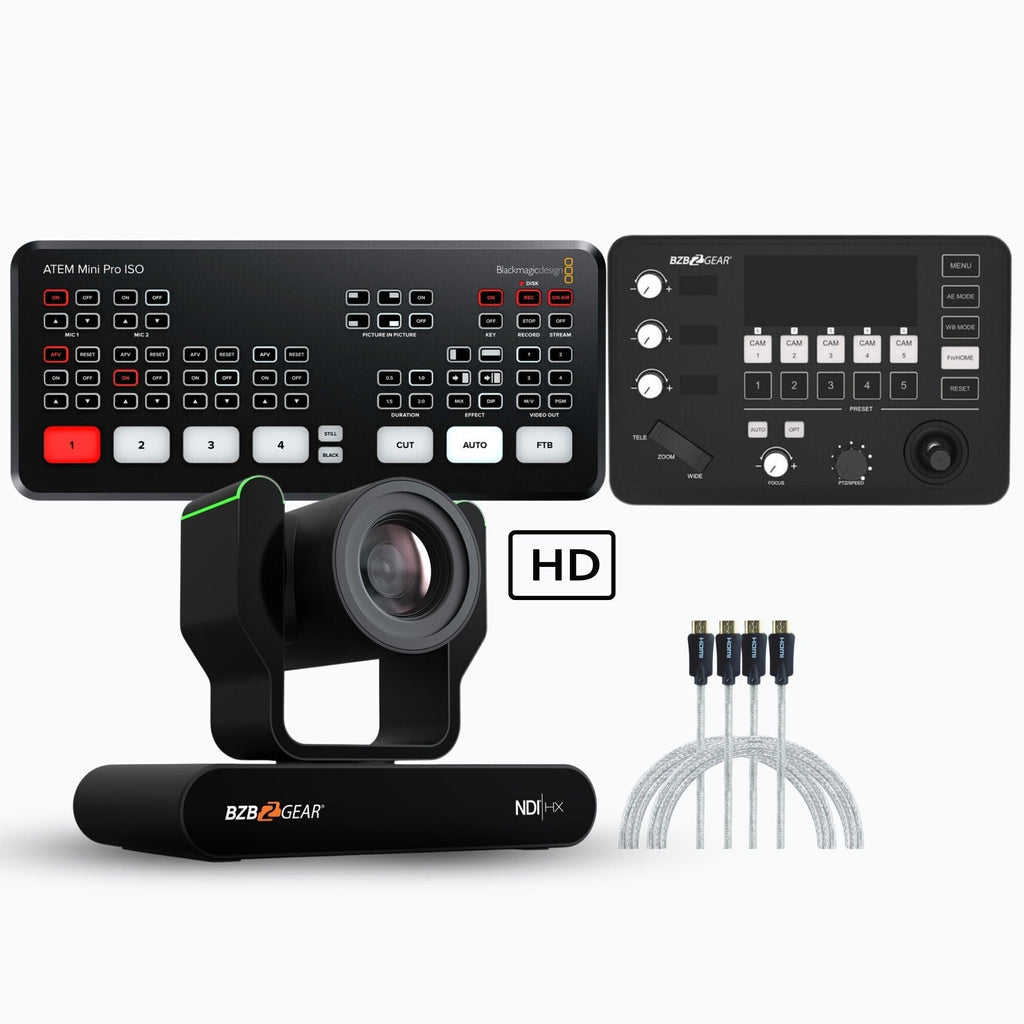 BZBGear 1080P 20x Zoom NDI 1TB PTZ Auto-Tracking and Live Streaming Camera (Black) Bundle