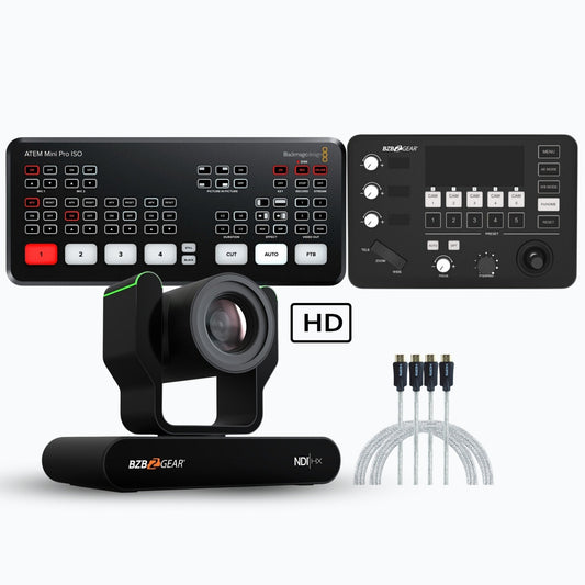 BZBGear 1080P 20x Zoom NDI 1TB PTZ Auto-Tracking and Live Streaming Camera (Black) Bundle