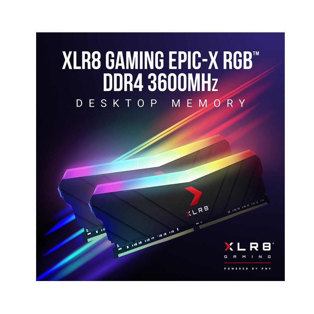 PNY 16GB XLR8 DDR4 3600 MHz RGB Dual Channel Desktop (DIMM) Memory Kit (2 x 8GB)