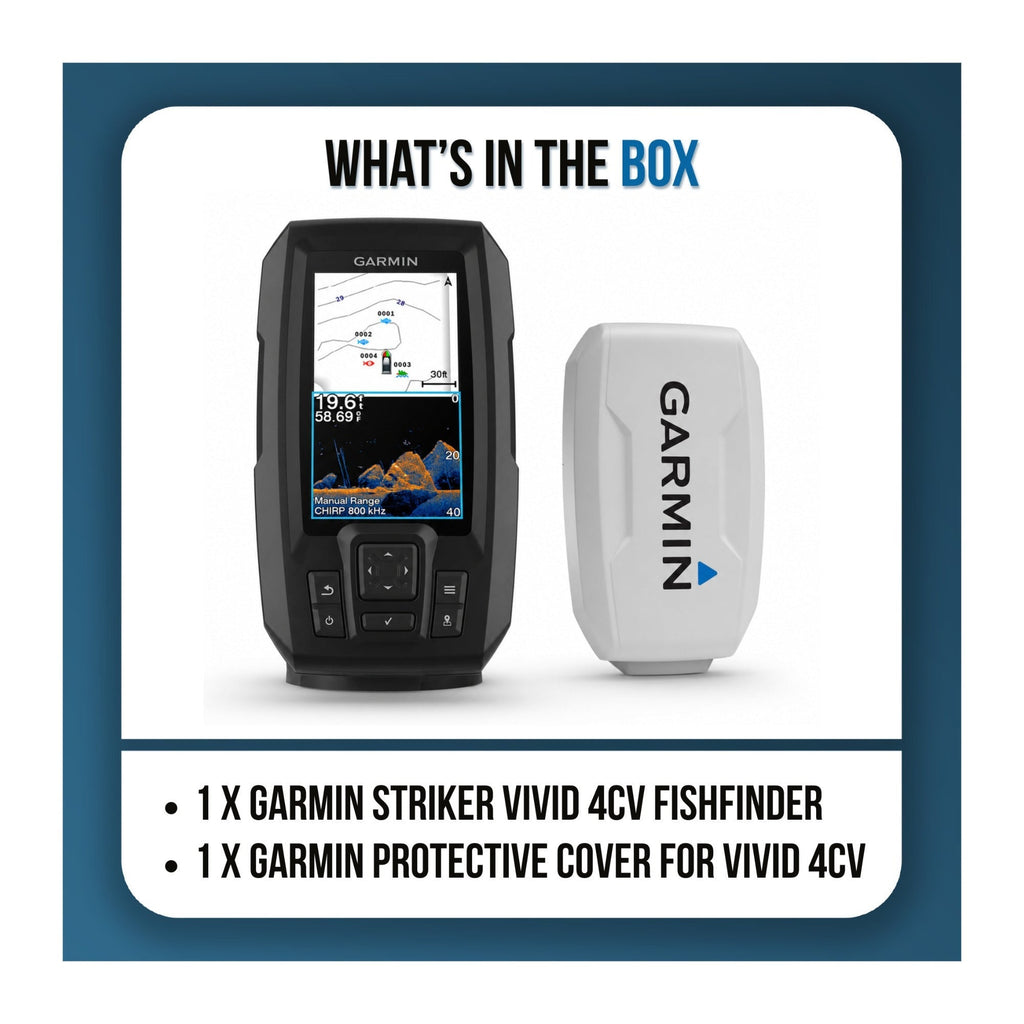 Garmin STRIKER Vivid 4cv Color Display Fishfinder Bundle with GT20-TM Transducer and Display Cover