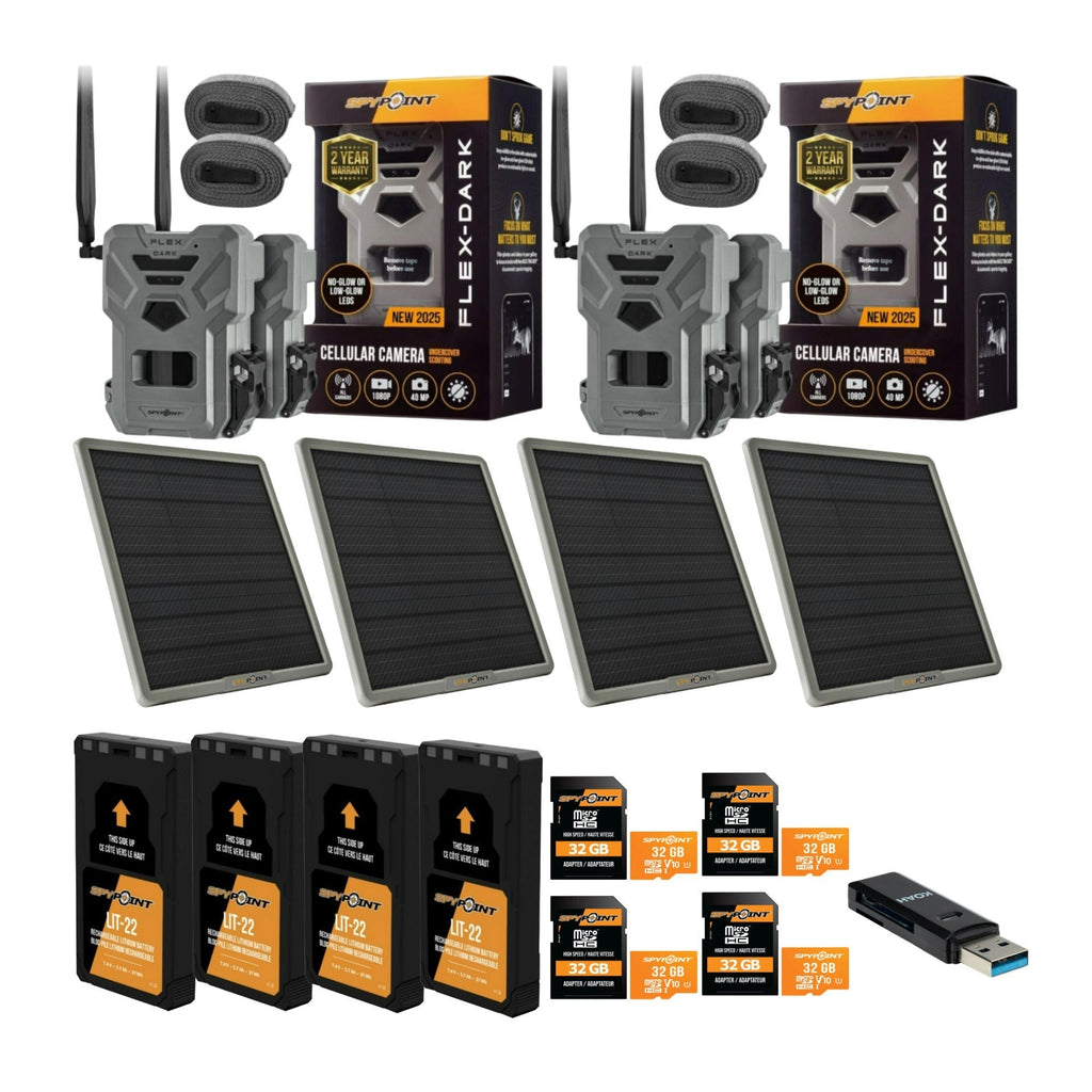 Spypoint FLEX-DARK GPS-Enabled Cellular Trail Camera with Solar Panel and Accs