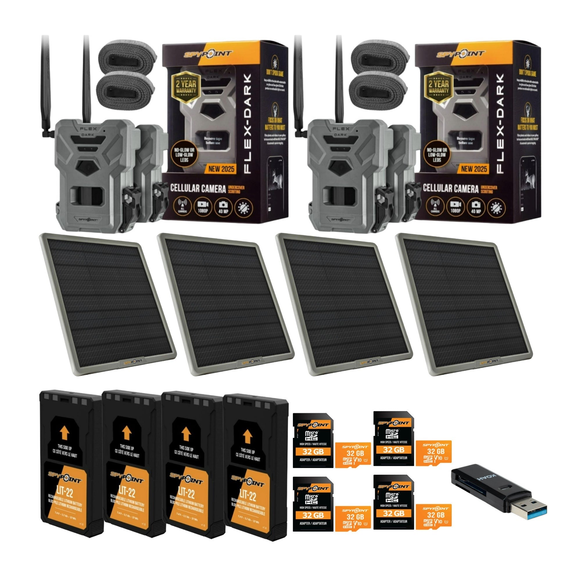 Spypoint FLEX-DARK GPS-Enabled Cellular Trail Camera with Solar Panel and Accs