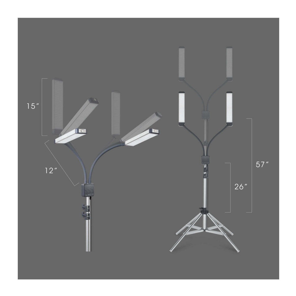Glamcor Elite X Portable, Lightweight, Easy to Dismantle and Store Professional Light Kit (Gray)