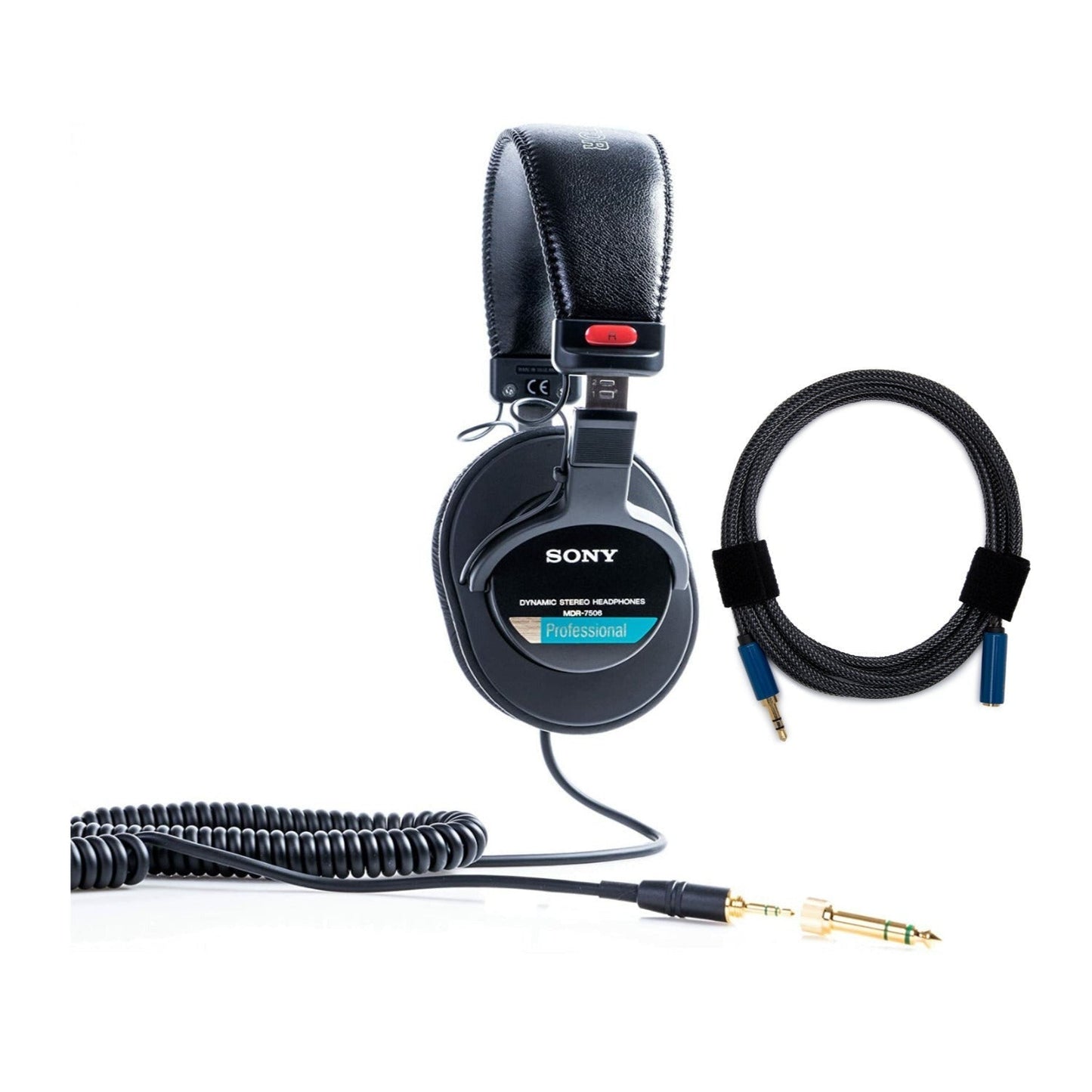 Sony MDR7506 Folding Professional Closed Ear Headphones with Knox Gear Nylon Braided 3.5mm Cable