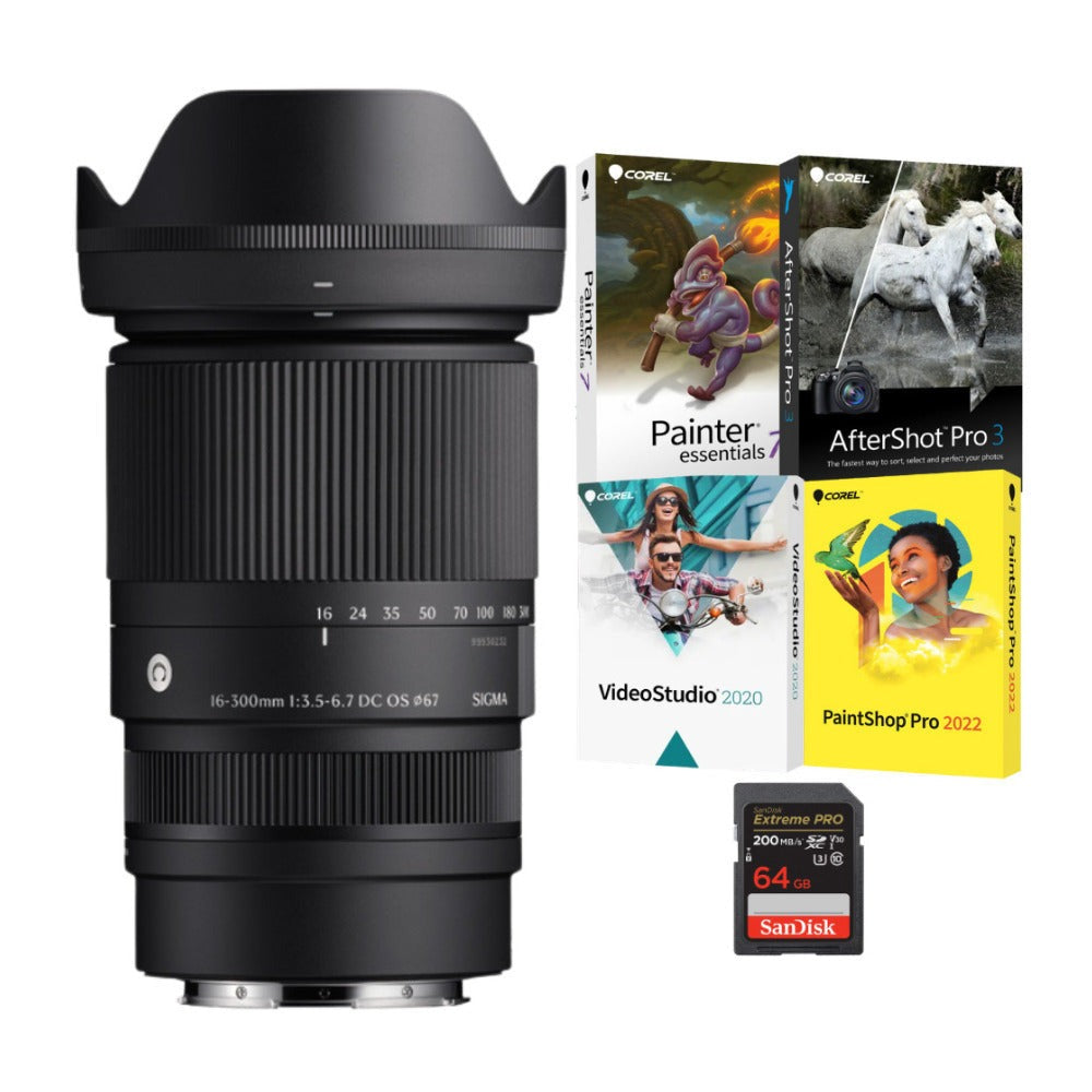 Sigma 16-300mm F3.5-6.7 DC OS Contemporary Lens (Sony E-Mount) Bundle