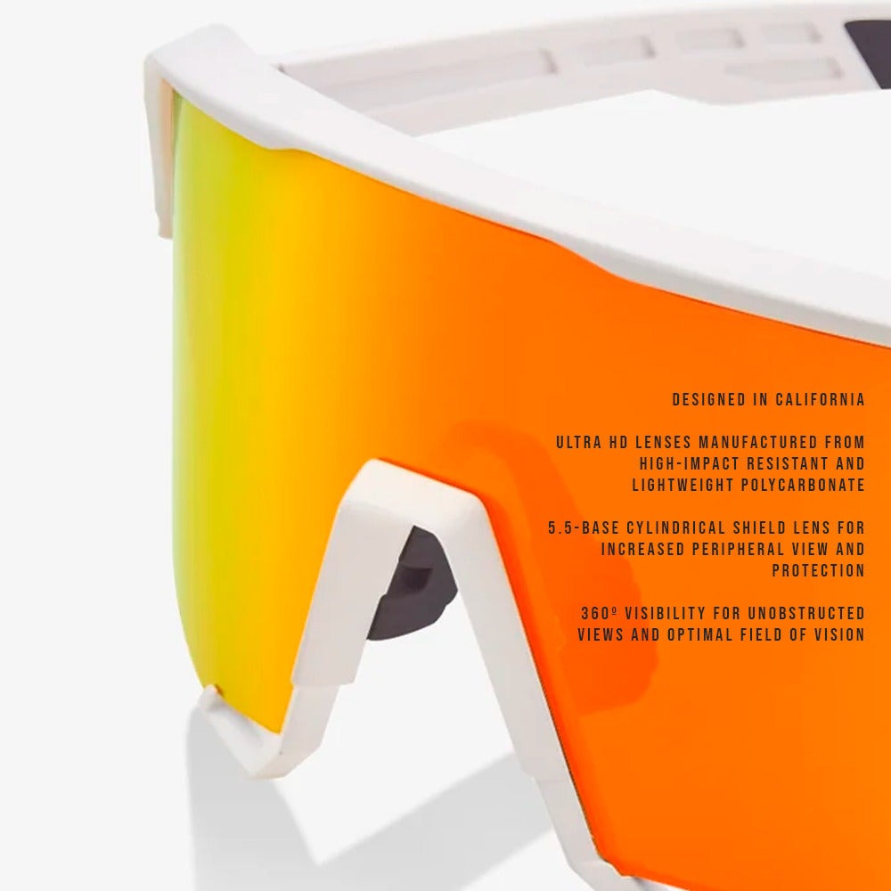 100% S3 Sunglasses Soft Tact White HiPER Red Lens