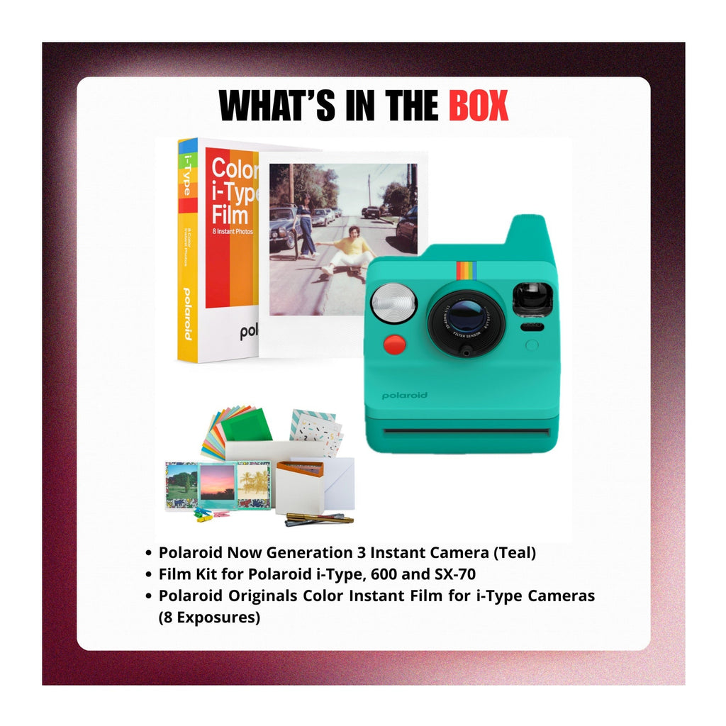 Polaroid Now Generation 3 Instant Camera (Teal) with Film and Accessories Bundle