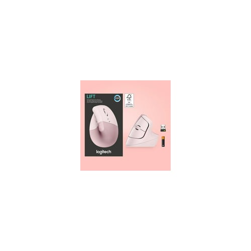 Logitech Lift Vertical Wireless Ergonomic Mouse with Customizable Buttons - Rose