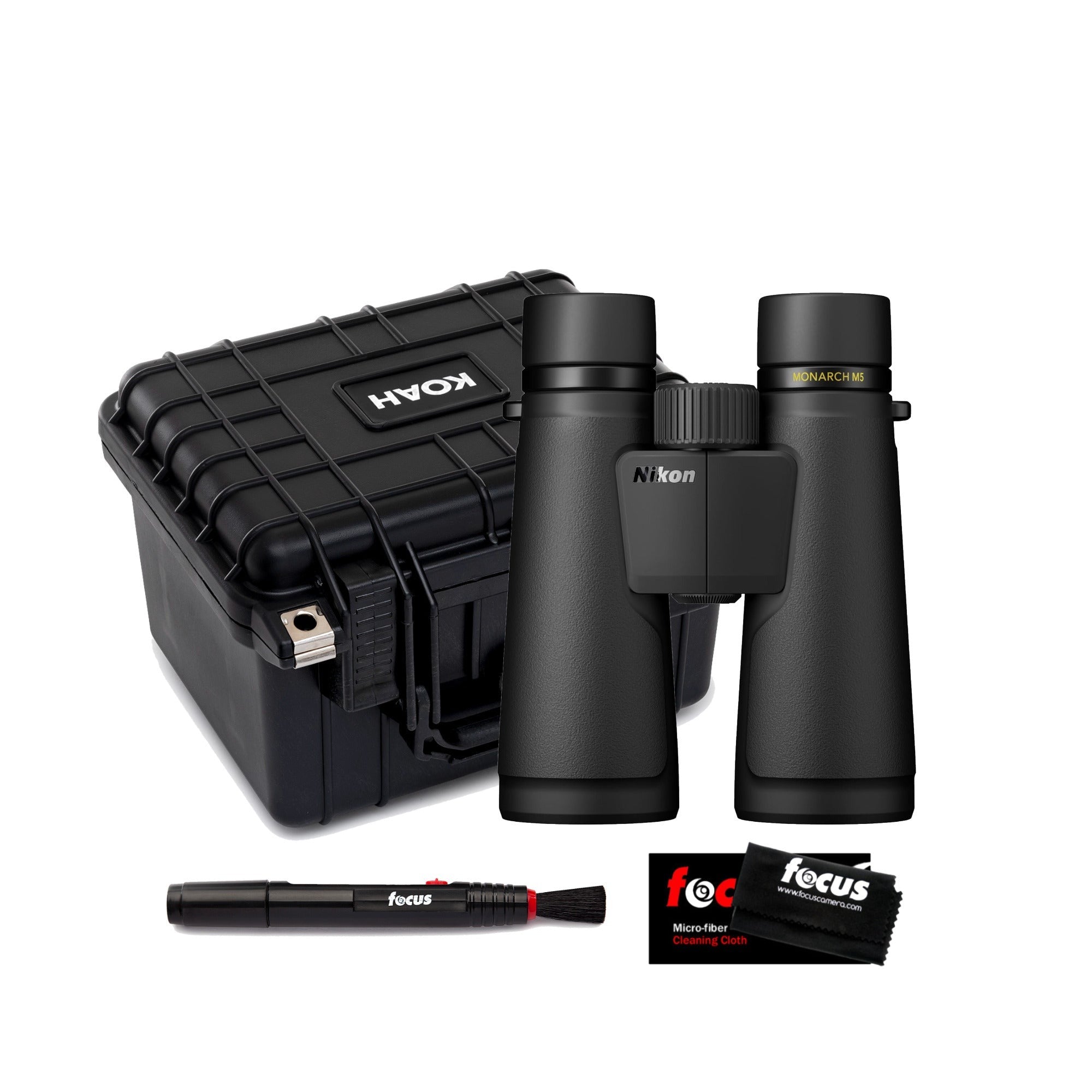 Nikon Monarch M5 10X50 Binoculars (Black) Bundle with Hard Case and Cleaning Kit
