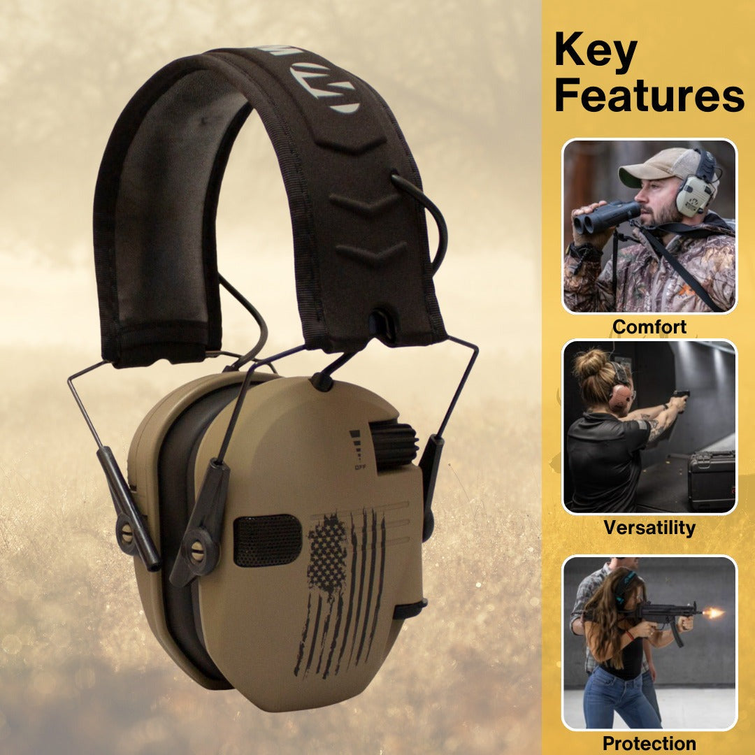 Walker's Razor Slim Electronic Muff (Tan, 2-Pack) Bundle with Accessories