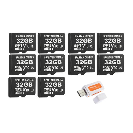 Spartan 32GB Micro Memory Card (10 Pack) with Adapter and Card Reader Bundle