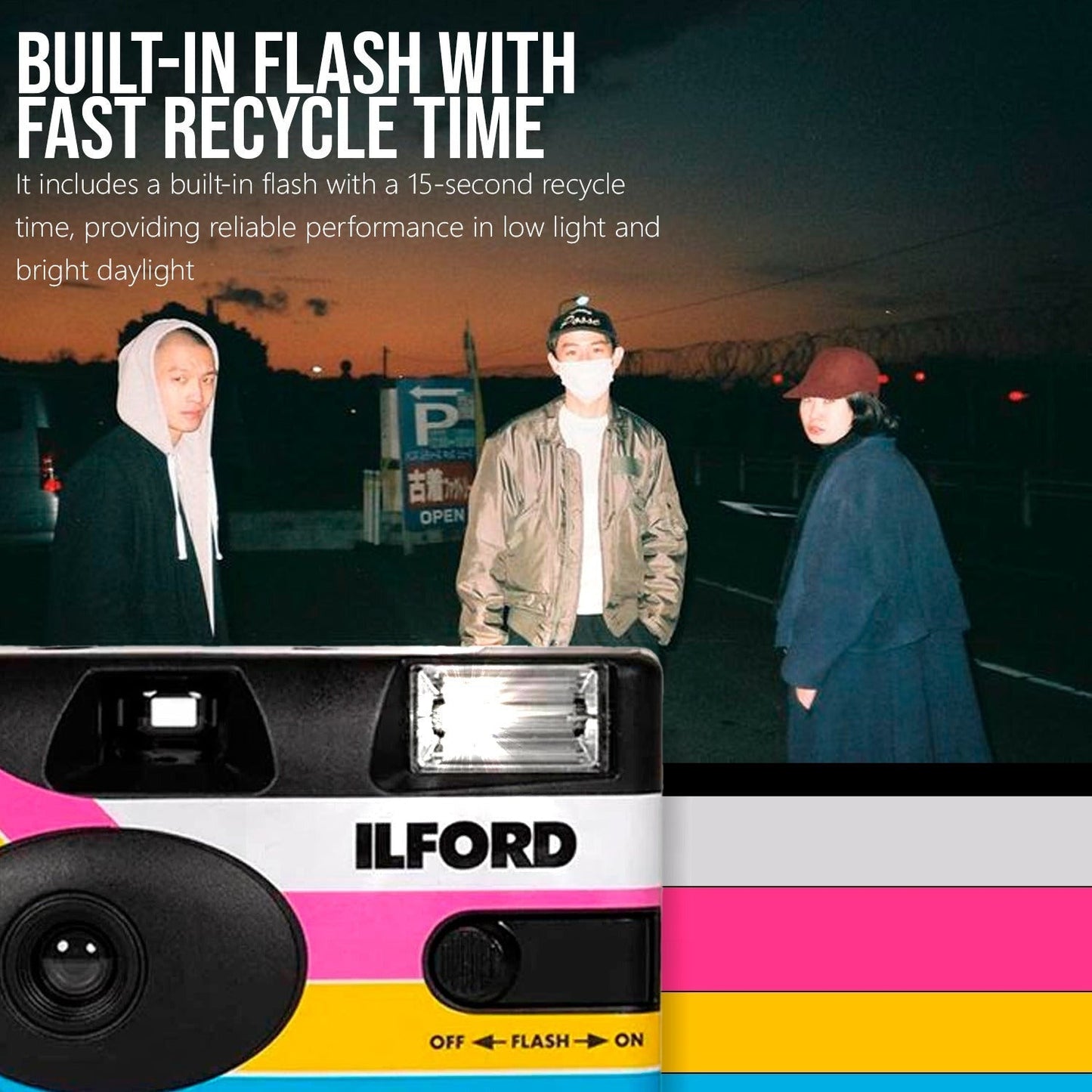 Ilford Ilfocolor Rapid Half Frame Single-Use Camera with 31mm Lens (Black, 2-Pack) Bundle