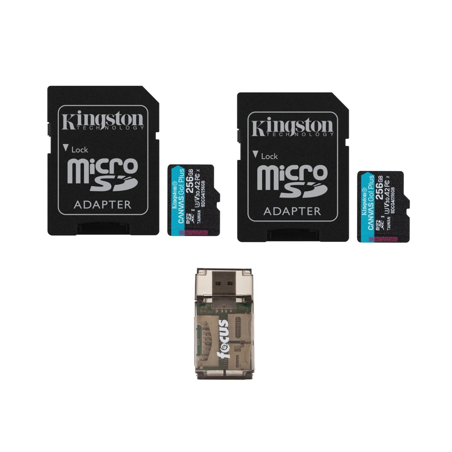 Kingston Canvas Go Plus 256GB U3 V30 A2 MicroSD Card with SD Adapter (2-Pack)