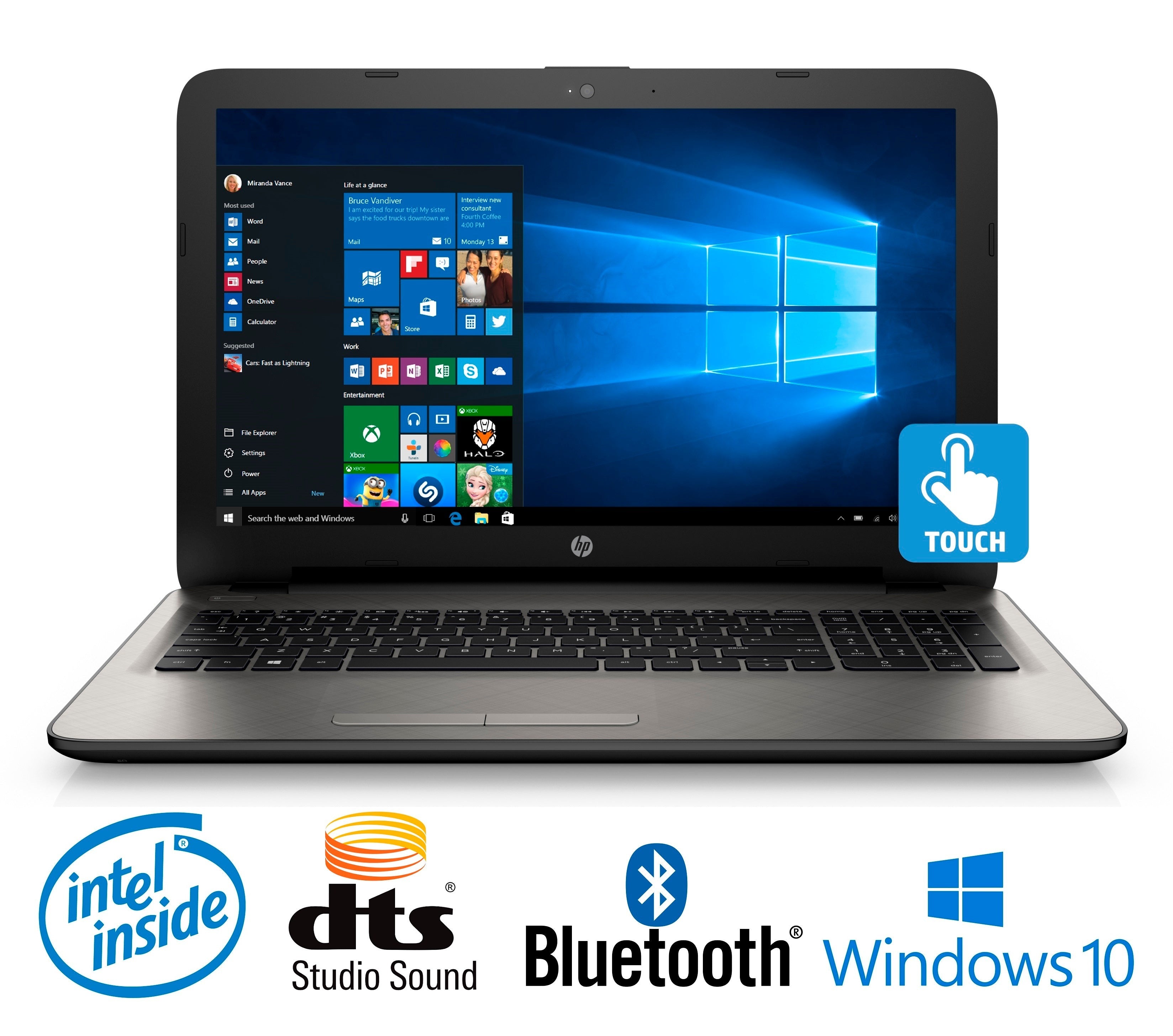 HP 17-x030ds 17.3" HD+ Touchscreen Laptop, Intel N3710, 8GB RAM (Silver) (Certified Refurbished)