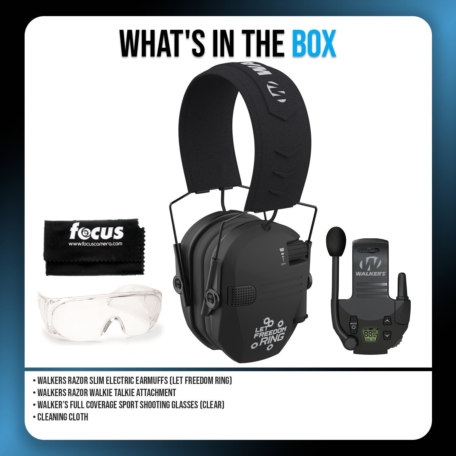 Walkers Razor Walkie Talkie Bundle with Ear Muffs and Accessories