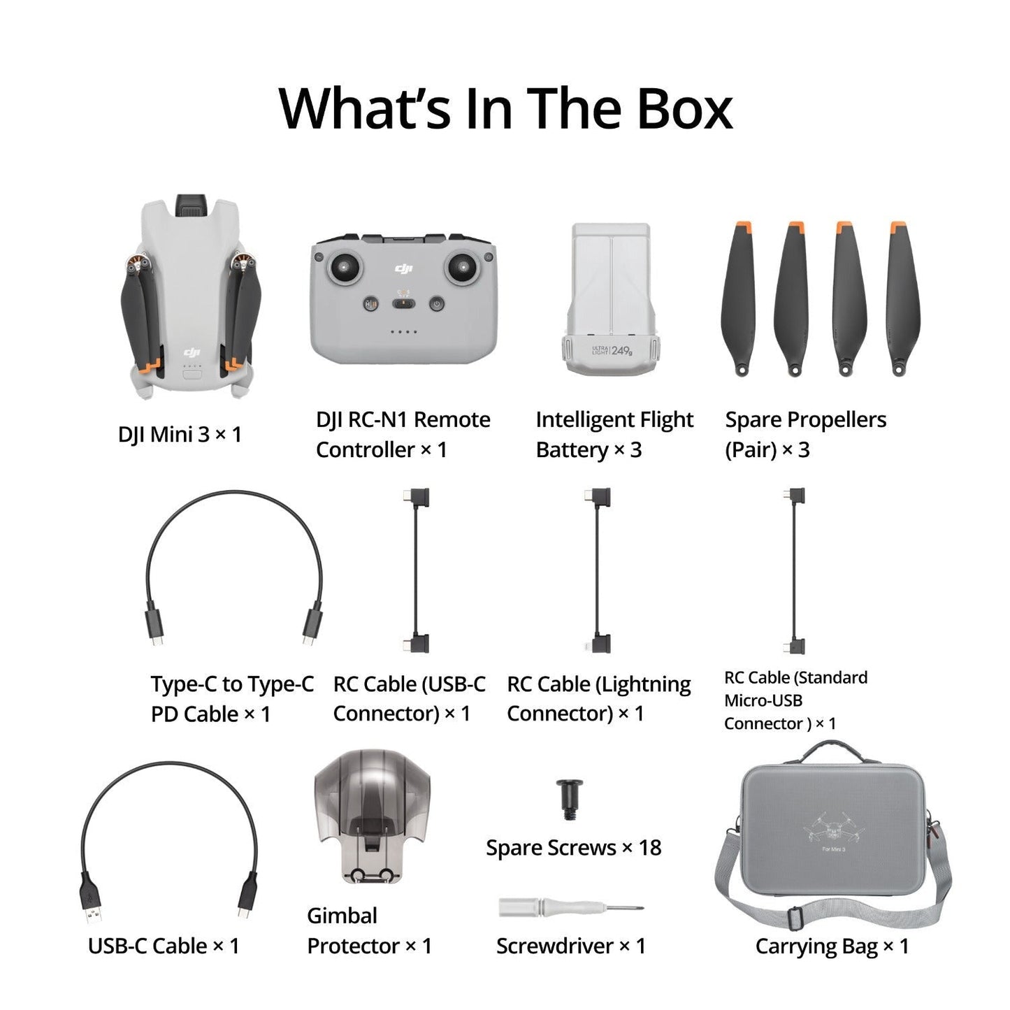 DJI Mini 3 Camera Drone with DJI RC Remote Controller with Carrying Case Bundle