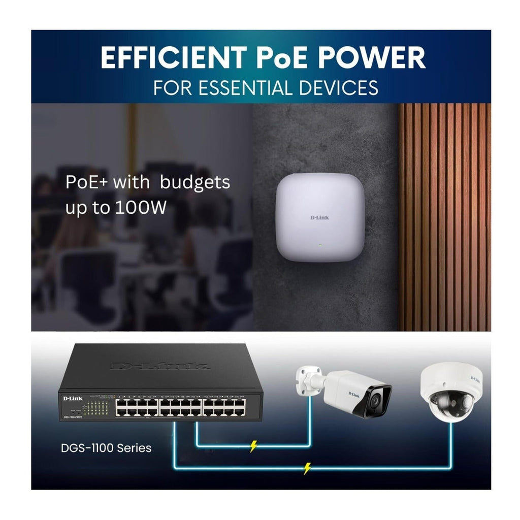 D-Link 24-Port Gigabit Smart Managed PoE+ Switch