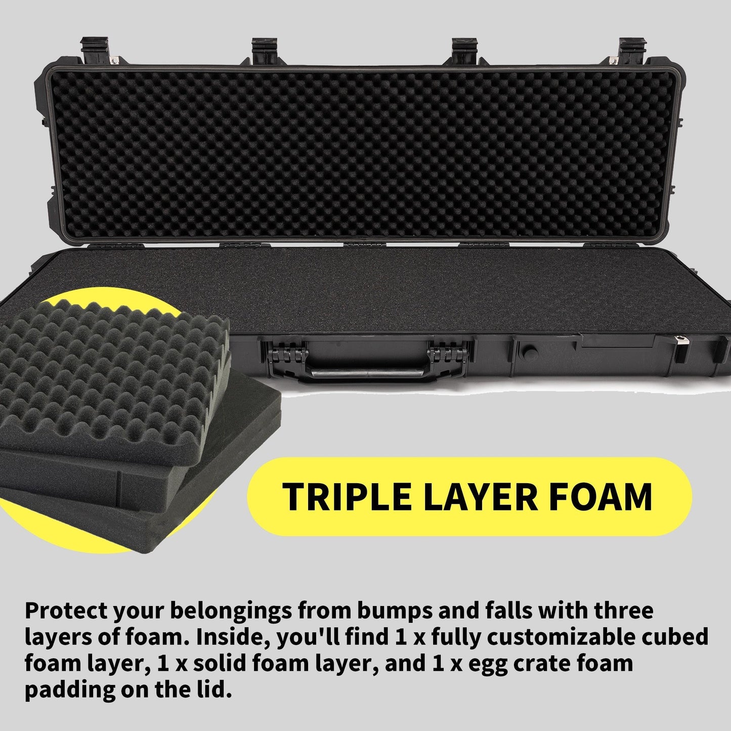 Koah 53-Inch Weatherproof Protective Roller Rifle Hard Case (Black)