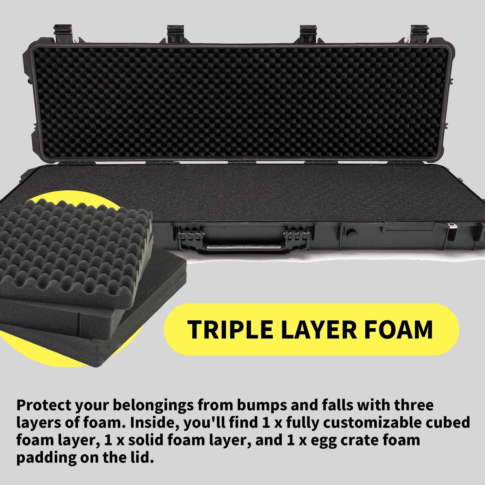 Koah 53-Inch Weatherproof Protective Roller Rifle Hard Case (Black)