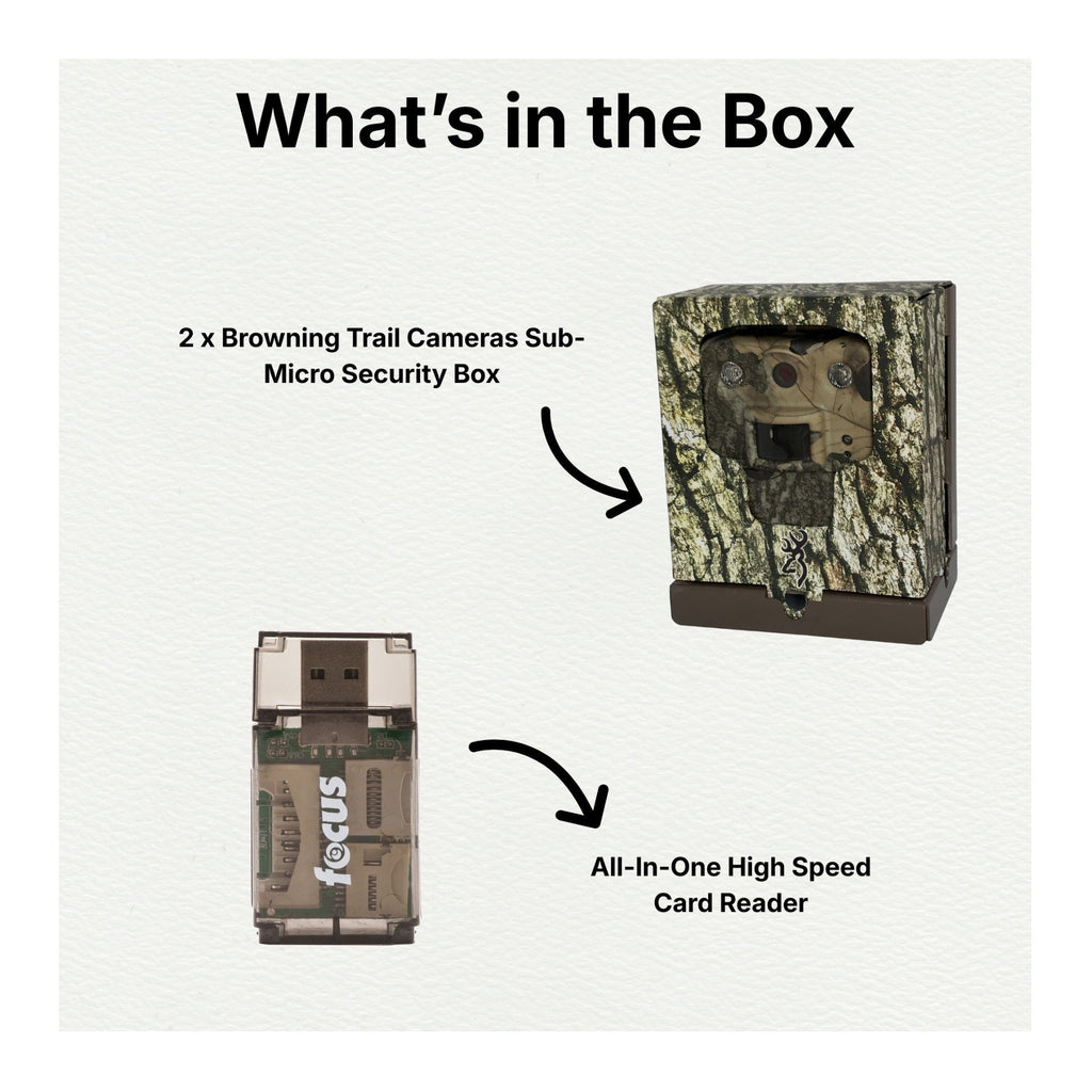 Browning Trail Cameras Sub-Micro Security Box (2-Pack) Bundle with Card Reader