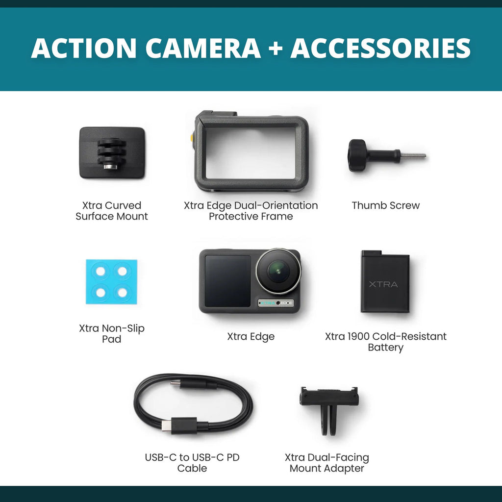 Xtra Edge Waterproof Action Camera with 4K Video Resolution and Dual Screens