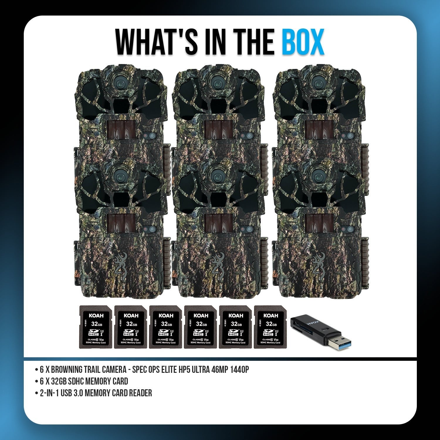 Browning Spec Ops Elite HP5 Ultra 46MP 1440p Trail Camera Bundle (6 Pack)