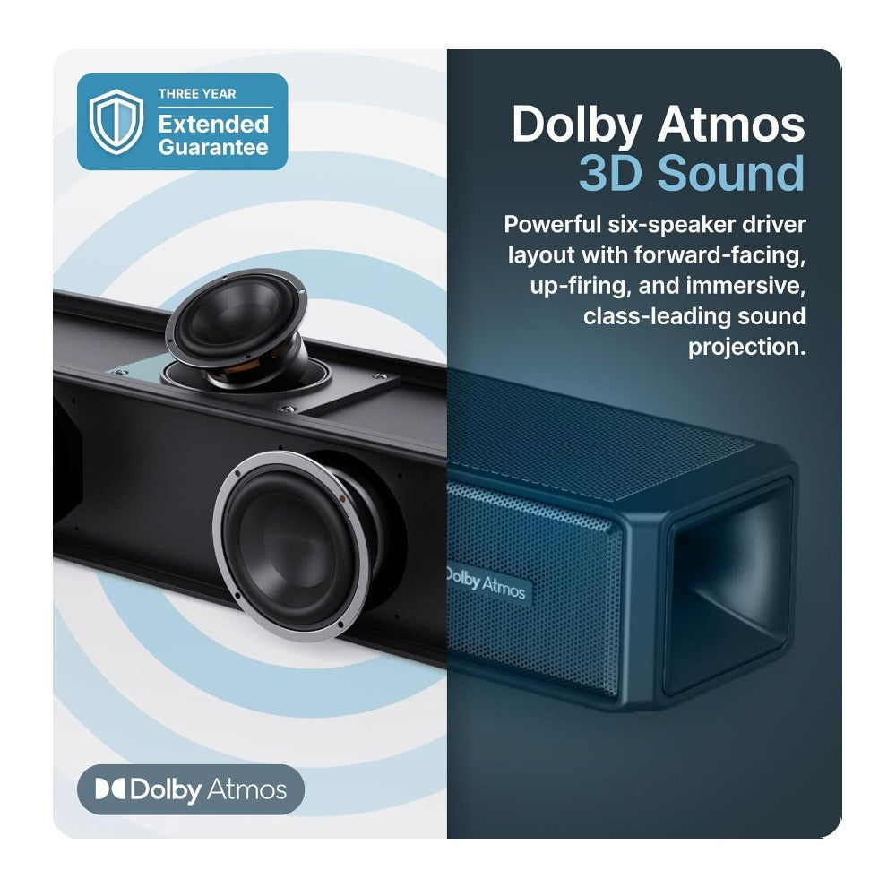 Majority Sierra Dolby Atmos 2.0.2 Channel Soundbar Bluetooth HDMI 3D Sound