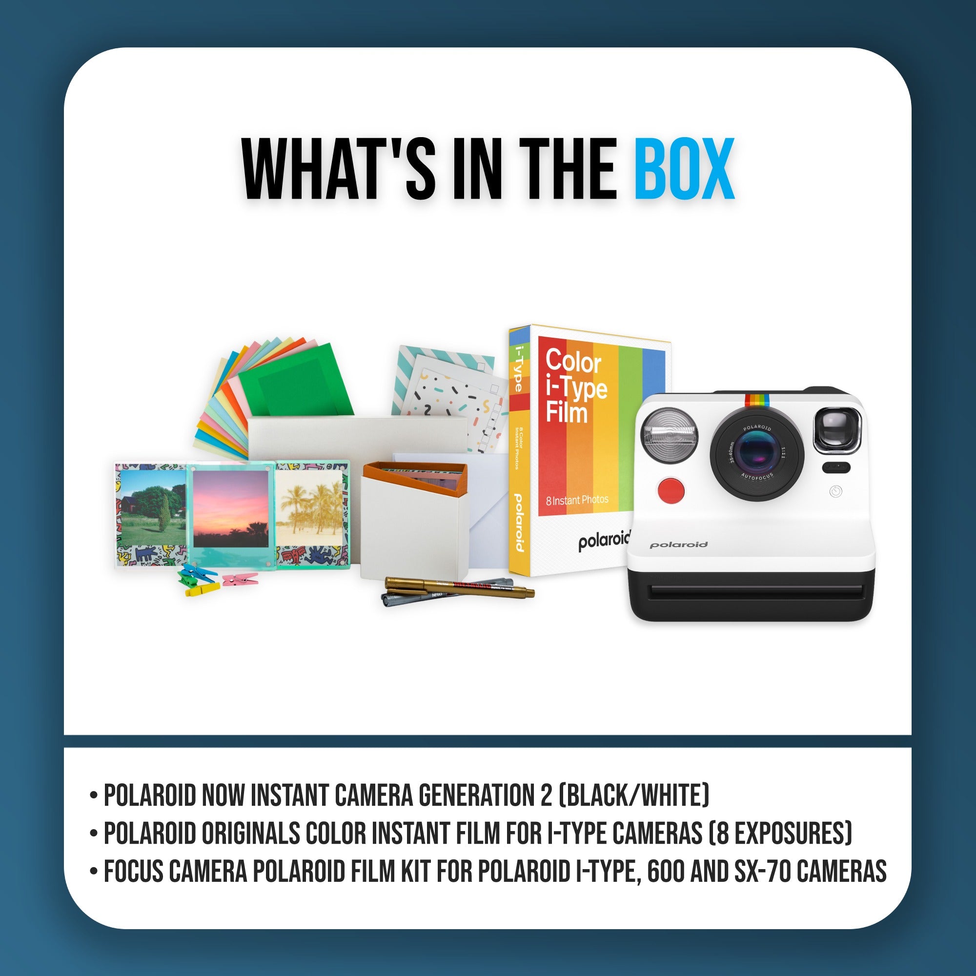 Polaroid Originals Now i-Type Instant Film Camera (Black and White) Bundle