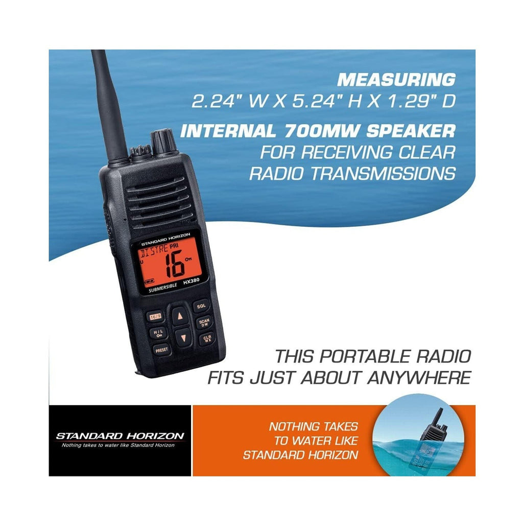 Standard Horizon HX380 1.5-Inch 5W Standard Handheld VHF Radio with LMR Channels