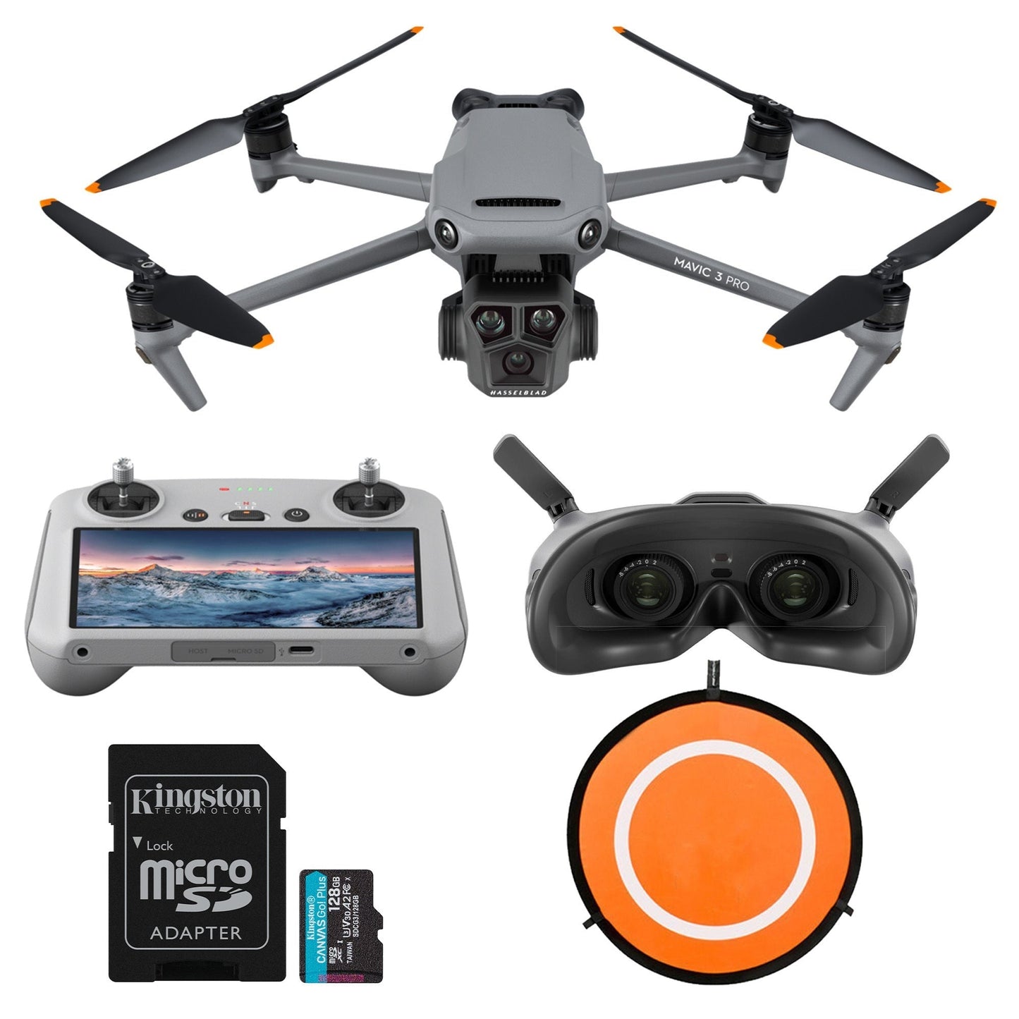 DJI Mavic 3 Pro Drone with DJI RC, Goggles 2, 128GB Memory Card and Landing Pad Bundle