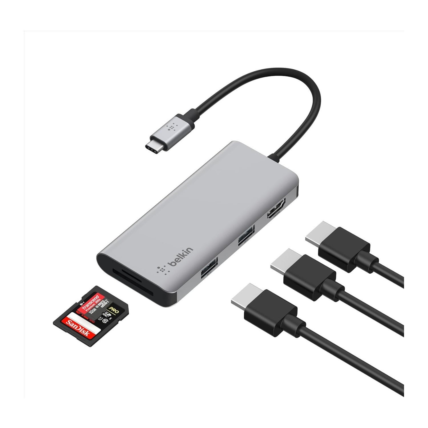 Belkin 5-in-1 MultiPort Docking Station USB-C Hub with 4K 5Gbps Aluminum Dock