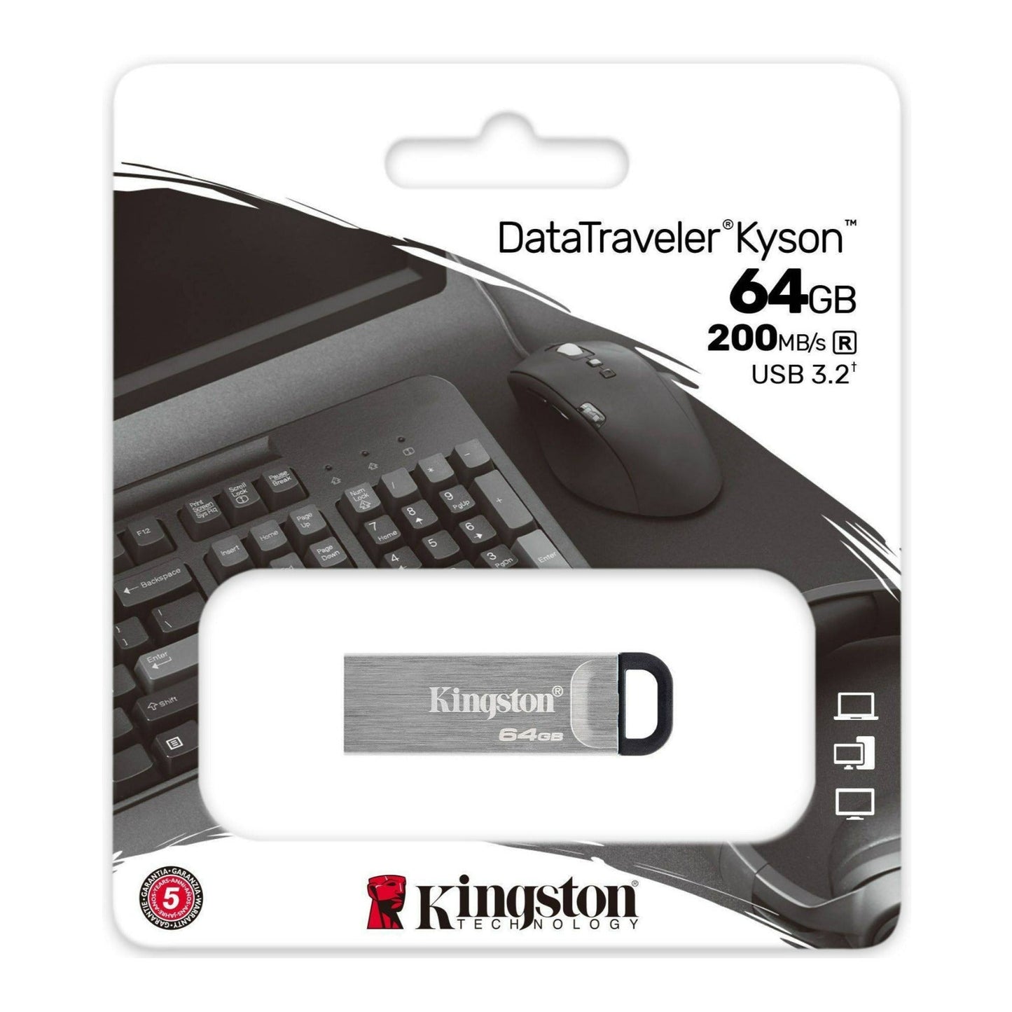 Kingston 64GB DataTraveler Kyson USB 3.2 Gen 1 Flash Drive (20-pack) with USB to USB-C Adapter