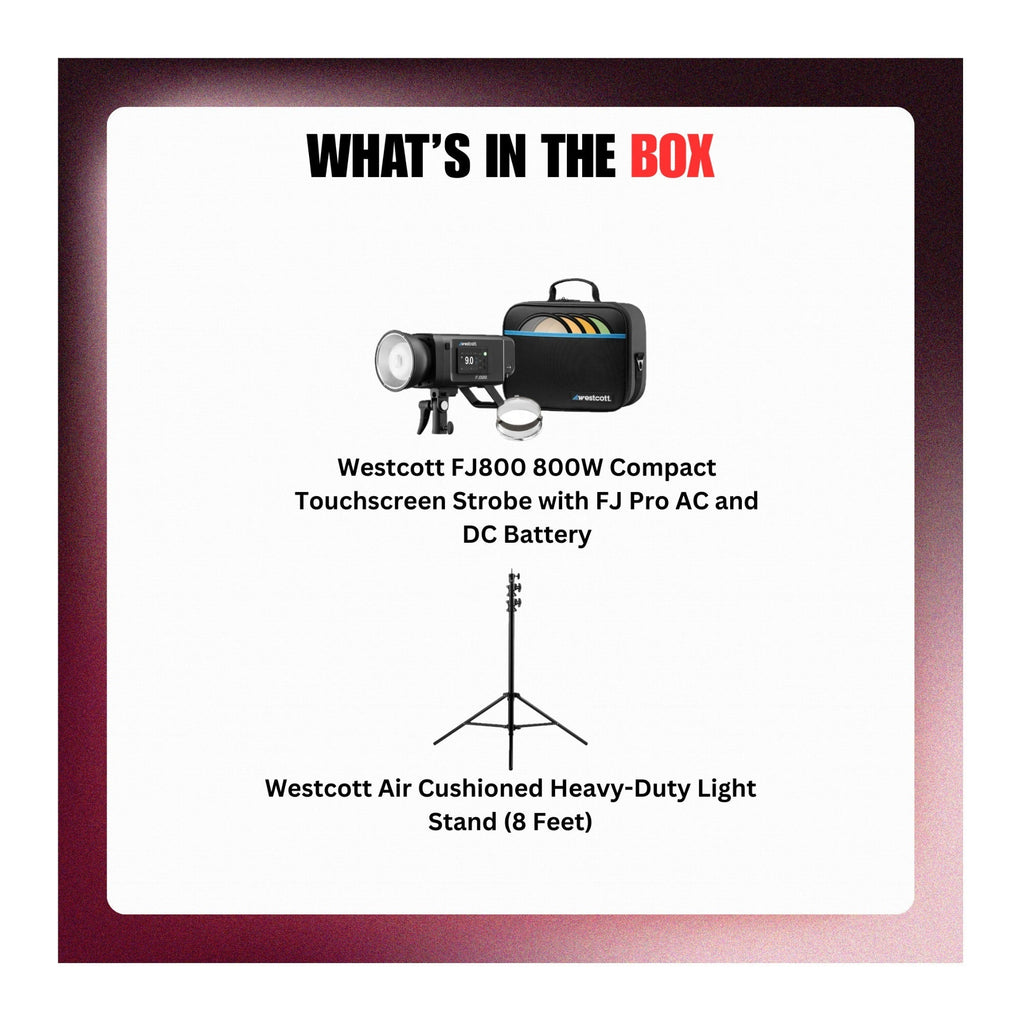 Westcott FJ800 800Ws Touchscreen Strobe with Battery and Heavy-Duty Stand Bundle