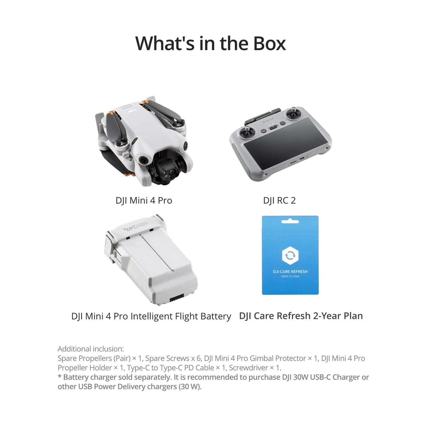 DJI Mini 4 Pro Drone with RC 2 Controller with DJI Care Refresh for DJI Mini 4 Pro Bundle