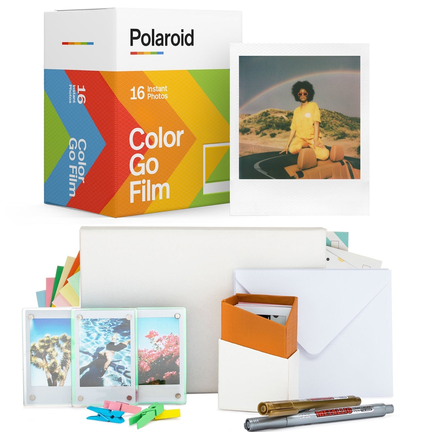 Polaroid Go Generation 2 Instant Camera (Blue) with Focus Camera Instax Film Kit Bundle