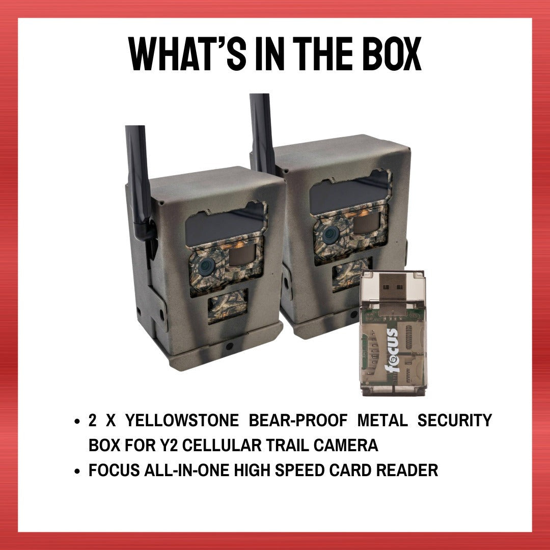 Yellowstone Metal Box for Y2 Cellular Trail Camera (2 Pack) with Card Reader