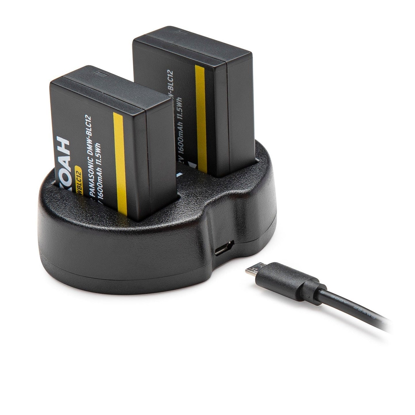 Koah 1600mAh Li-ion Battery for Panasonic DMW-BLC12 (2-pack) with Dual Charger