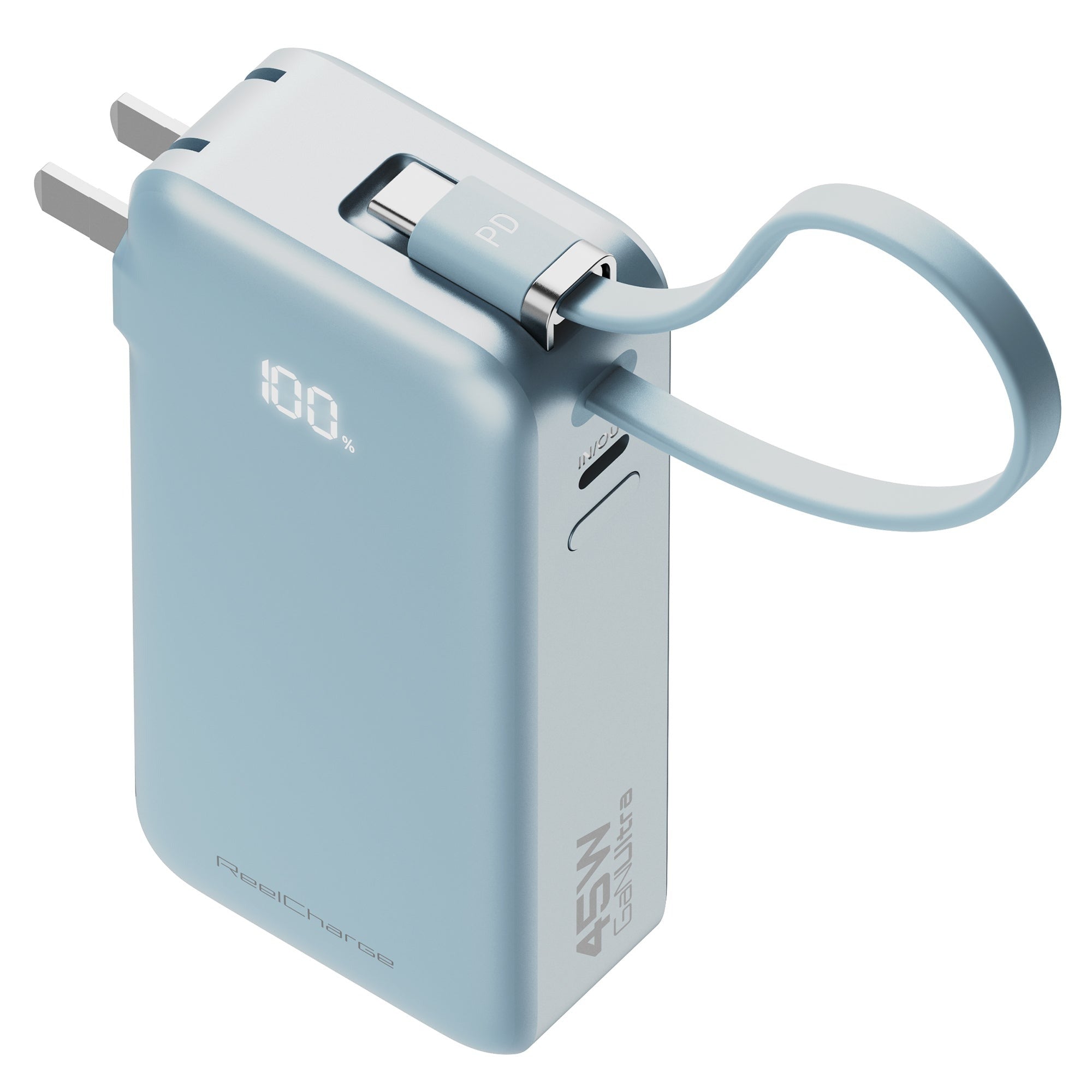 ReelCharge 10,000 mAh 65W Power Bank Flex (Cool Blue)