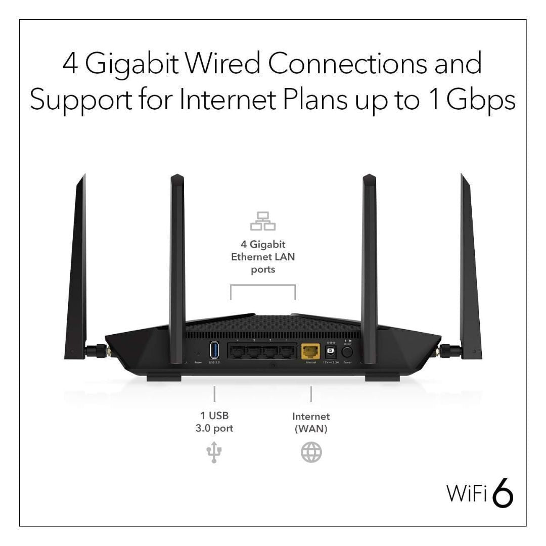 NETGEAR Nighthawk AX2400 Wi-Fi 6 Router, 5-Stream Dual-Band, NETGEAR Armor (Black) (Certified Refurbished)