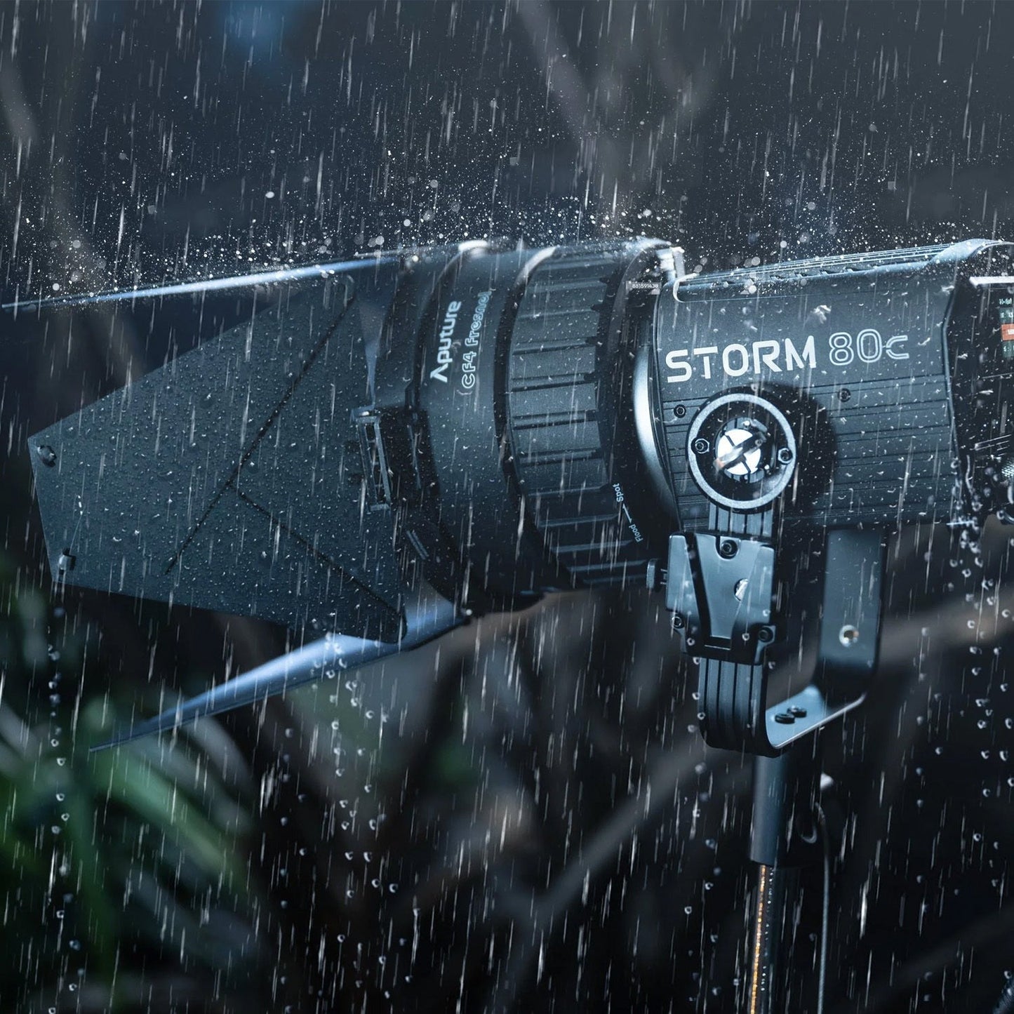 Aputure CF4 Fresnel for Storm 80c Fixture with 4-Inch Diameter Lens (Black) and CF4 Barn Door Bundle