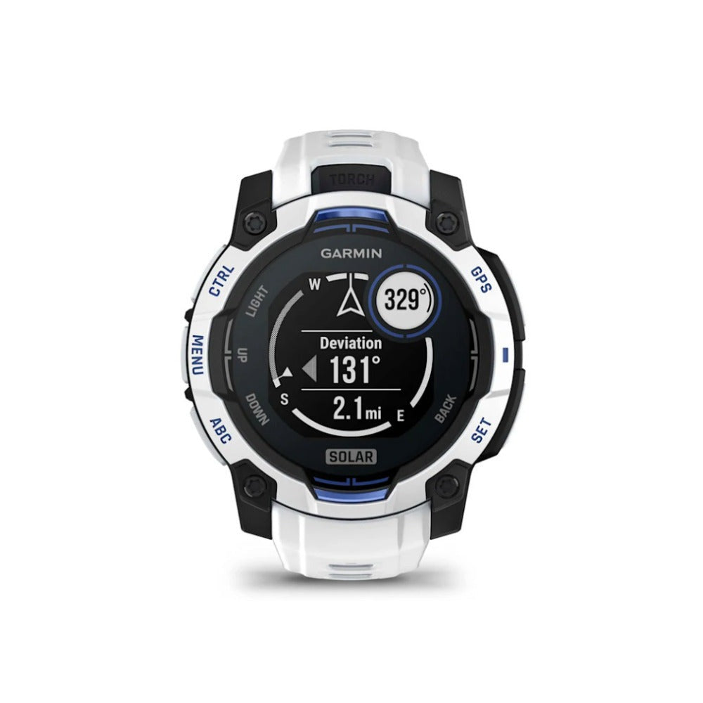 Garmin Instinct 3 GPS Smartwatch (Whitestone/Bolt Blue)