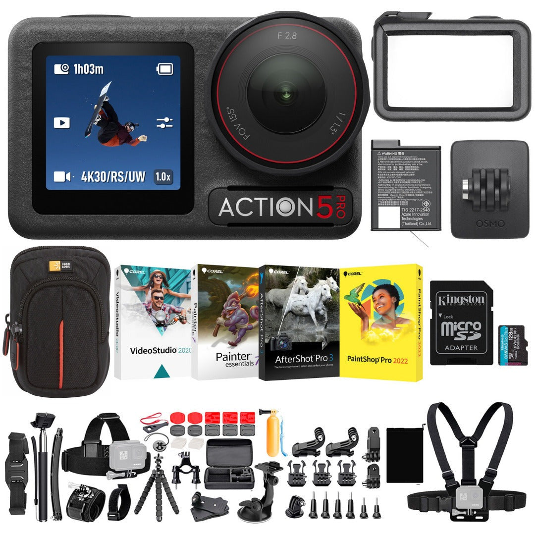DJI Osmo Action 5 Pro Standard Combo Bundle with 4 Photo Softwares, 50-in-1 Accessory Set Bundle