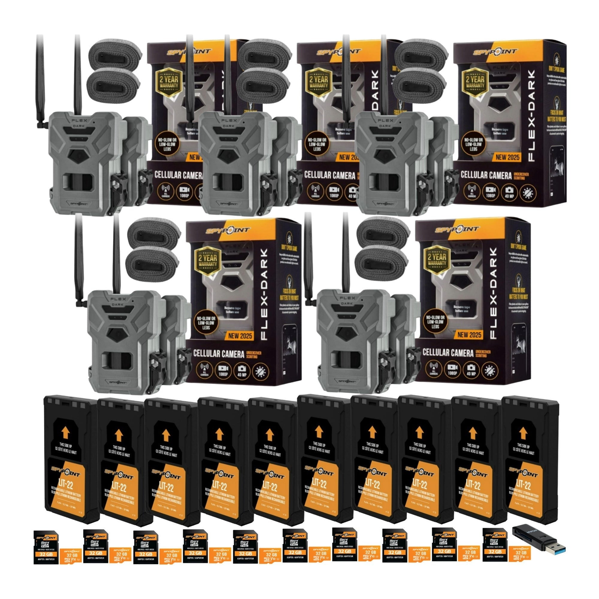 Spypoint FLEX-DARK GPS-Enabled Cellular Trail Camera with Accessories Bundle
