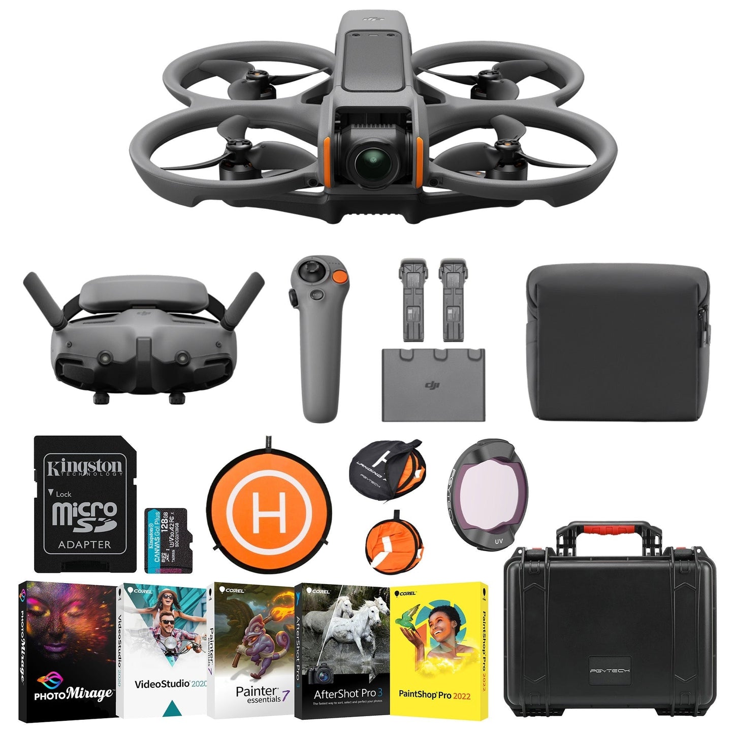 DJI Avata 2 Fly More Combo (Three Batteries) Bundle with Drone Accessories and Software Suite