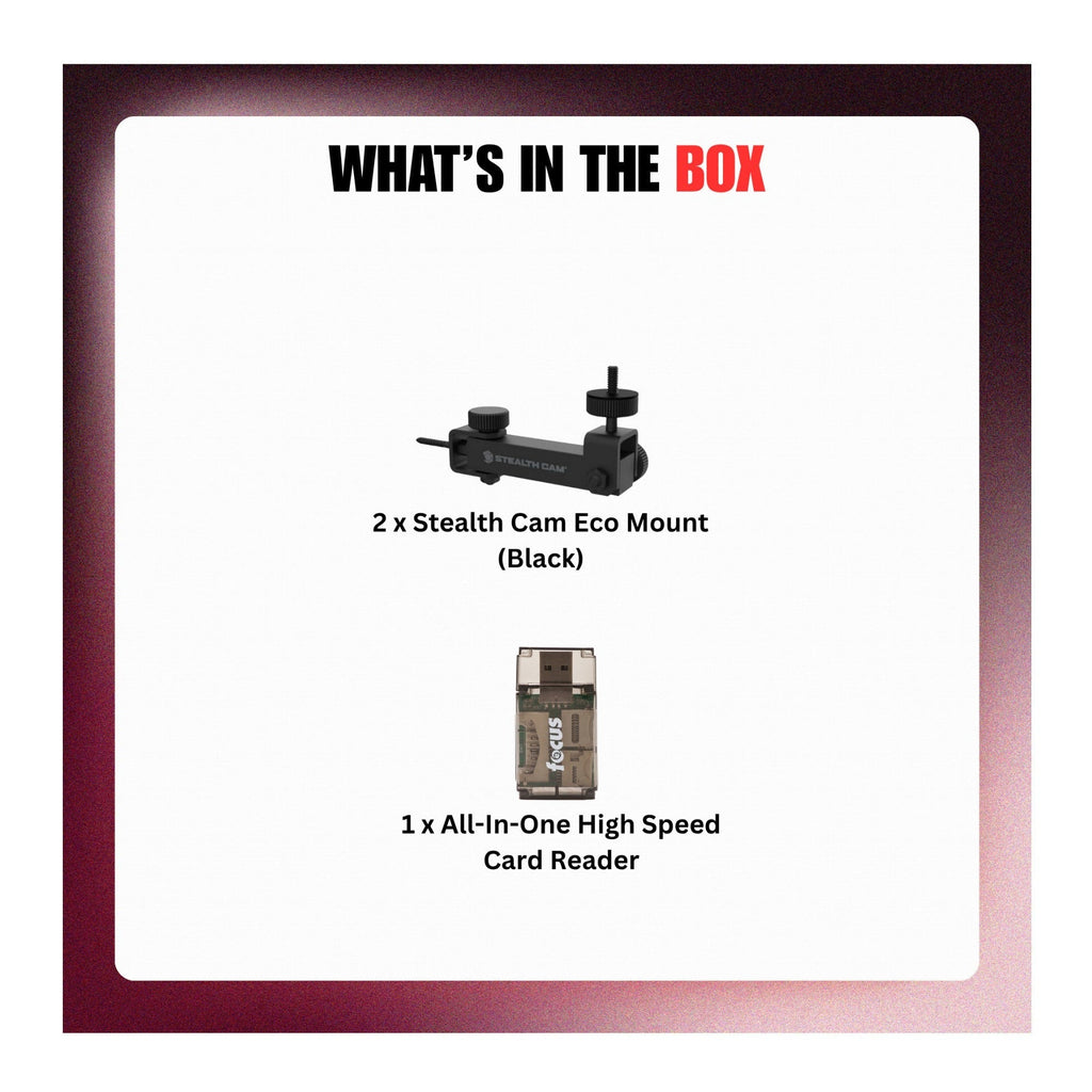 Stealth Cam Eco Mount with Rugged Steel Tube (Black) and Card Reader Bundle