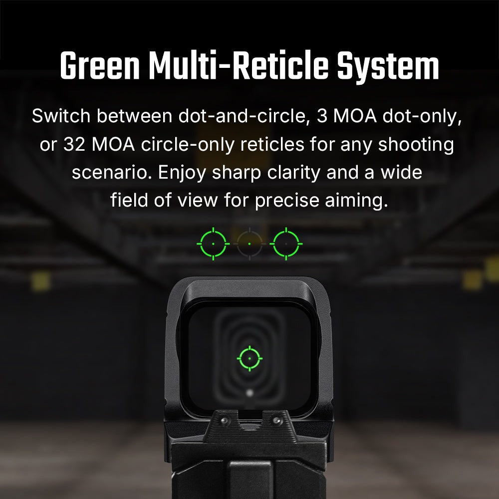 Osight X Multi-Reticle Green 3 MOA Dot & 32 MOA Circle Open Reflex Sight