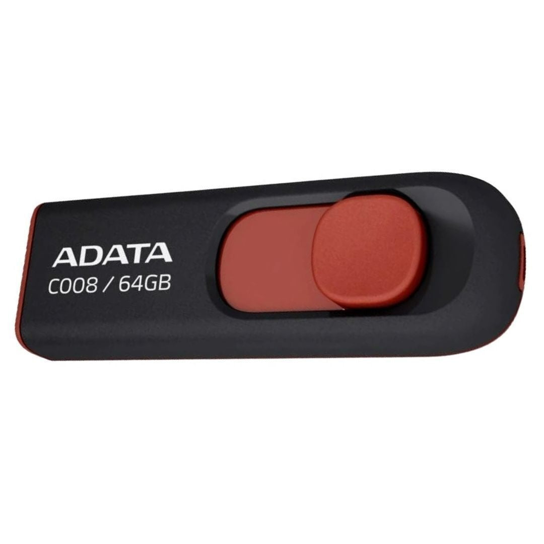 ADATA 64GB USB 2.0 Retractable Capless Flash Drive (Red)