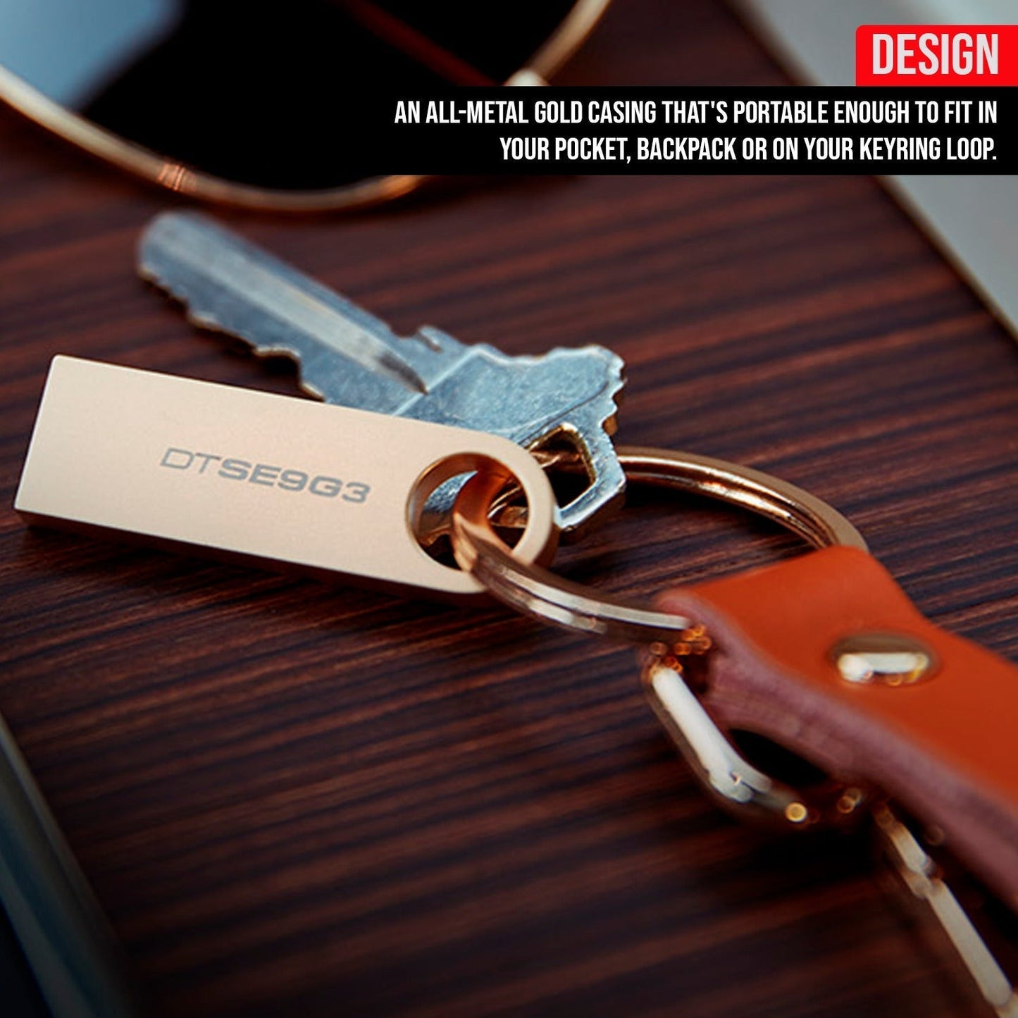 Kingston DataTraveler SE9 G3 USB 3.2 220MBPS Read Speed Flash Drive (5-Pack) and Keyring Set Bundle