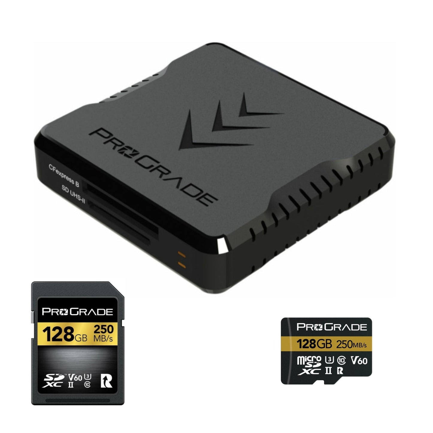 ProGrade Digital 128GB UHS-II V60 SDXC Memory Card and 128GB microSDXC Memory Card with Card Reader
